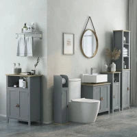 kleankin Mobile Sottolavabo con 2 Porte, Ripiano Regolabile, 2 Piani Interni, Maniglie, in PU, 60 x 30 x 60 cm, Grigio