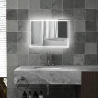 Specchio per Bagno Touch con Luci LED, Specchio da Parete, 50cm x 70cm x 4cm, Bianco