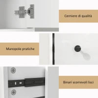 Colonna Bagno Salvaspazio con 2 Armadietti, 3 Ripiani Aperti e Cassetto, in Legno, 20x20x178 cm, Bianco