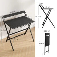 Scrivania Pieghevole con Ripiano per Monitor, 81.5x62x86.5 cm, Nero