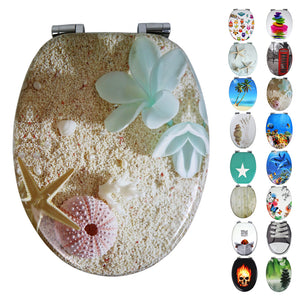 Sedile copri wc universale frizionato fantasia mdf chiusura rallentata *** fantasia sea sand, confezione 1