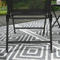 Set Bistrò da Giardino 3 Pezzi con 2 Sedie e Tavolino Rotondo Pieghevole, Piano in Vetro Temperato, Metallo Epossidico Tessuto a Maglia