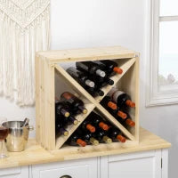 Mobiletto Portabottiglie per Vini e Liquori 24 Bottiglie Legno Naturale