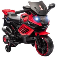 Moto Elettrica per Bambini 6V con Rotelle di Supporto Musica Faro per Bambini di 18-36 Mesi Rosso