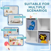 Scaffale Portaoggetti per Bambini, Cubi, Cassetti, MDF, Antiribaltamento, Bianco