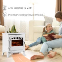 Camino Elettrico con Effetto Fiamma Regolabile Potenza 925W/1850W 51 × 31 × 56cm Bianco