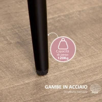 Set 2 Sedie da Pranzo Imbottite Stile Nordico in Metallo e Velluto, 52x54x79cm, Rosa