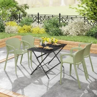 Set 4 Sedie da Giardino Impilabili in PP dal Design Moderno con Braccioli 60x56x75 cm, Verde