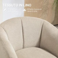 Poltrona Moderna Girevole con Seduta Imbottita in Tessuto Bouclé per Salotto e Ufficio, Grigio Chiaro