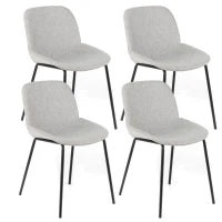 E-STYLO Sedia da pranzo in tessuto grigio chiaro e gambe in metallo nero, 57cm X 46cm H. 80cm.