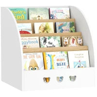 Scaffale per Bambini a 4 Livelli per la Camera per Bambini Sala Giochi 60x53x60 cm Bianco e Naturale