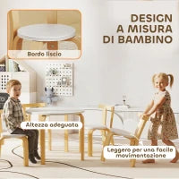 Set Tavolo e Sedie per Bambini 3-8 Anni 5 pz con Bordi Arrotondati in Legno Bianco