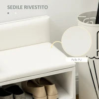 Scarpiera da Ingresso con Seduta Imbottita e Armadietto per 4 Paia di Scarpe, 80x33x49cm, Bianco