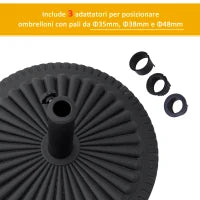 Base per Ombrellone Rotonda in HDPE da 14kg per Pali da Ф35-38-48mm, Ø49x32A cm, Nero