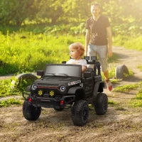 Auto elettrica per bambini UTV con telecomando 2,4G, 2 motori da 12V, musica, clacson, luci LED, 100x63x65cm, nero