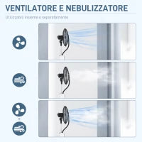 Ventilatore Nebulizzatore con Serbatoio 3L, 3 Modalità e 3 Velocità, 44.5x38.5x120 cm, Bianco e Nero