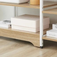 Scaffale da Cucina Basso Salvaspazio Stile Industriale, Mobiletto con 7 Ripiani per Cucina in Metallo e Legno, 90x40x95cm, Bianco