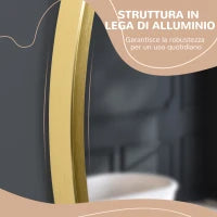kleankin Specchio Bagno Rotondo con Cornice da Parete in Lega di Alluminio, Ø50x2cm, Oro