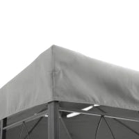 Copertura per Gazebo 4x3 m a 2 Livelli in Poliestere con Cinghie e 10 Fori di Drenaggio, Grigio