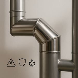 Curva in acciaio inox assemblaggio canna fumaria diametro 250 mm deviazioni 90°