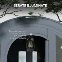 Tenda da Campeggio 3 Posti Impermeabile con Zona Notte e Giorno, in Poliestere, 480x260x200 cm, Grigio e Blu