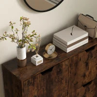 Mobile Scarpiera con 4 Cassetti Ribaltabili a 2 Livelli per 16 Paia, in Legno, 95x26x95 cm, Marrone