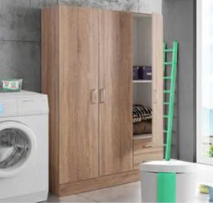 Armadio multiuso con 3 ante e 2 cassetti, rovere sonoma, made in Italy, ZCMARM3A2CS