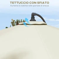 Telo per Ombrellone da Ø295 cm in Poliestere Crema Resistente all'Acqua con Presa d'Aria Superiore