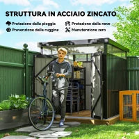 Capanno da Giardino con Lucernario in Acrilico e Fori di Drenaggio, in Acciaio, 200x258x201 cm, Grigio Scuro