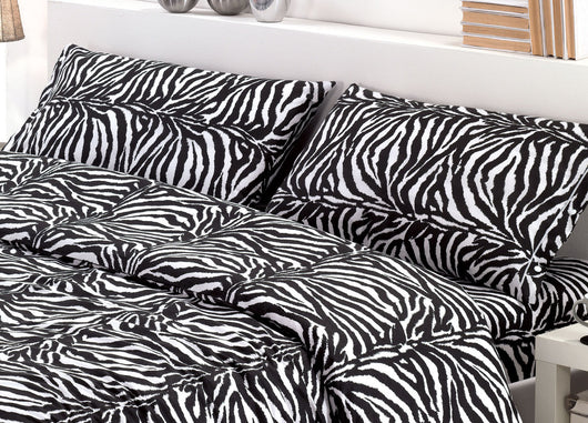 Copripiumino Sacco Piumone In 100% Cotone Disegno Animalier Zebrato - Matrimoniale - Zebrato