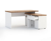 Scrivania ad angolo, finitura Bianco laccato lucido e Castagno, ZEMSCRIVTO1BIR 