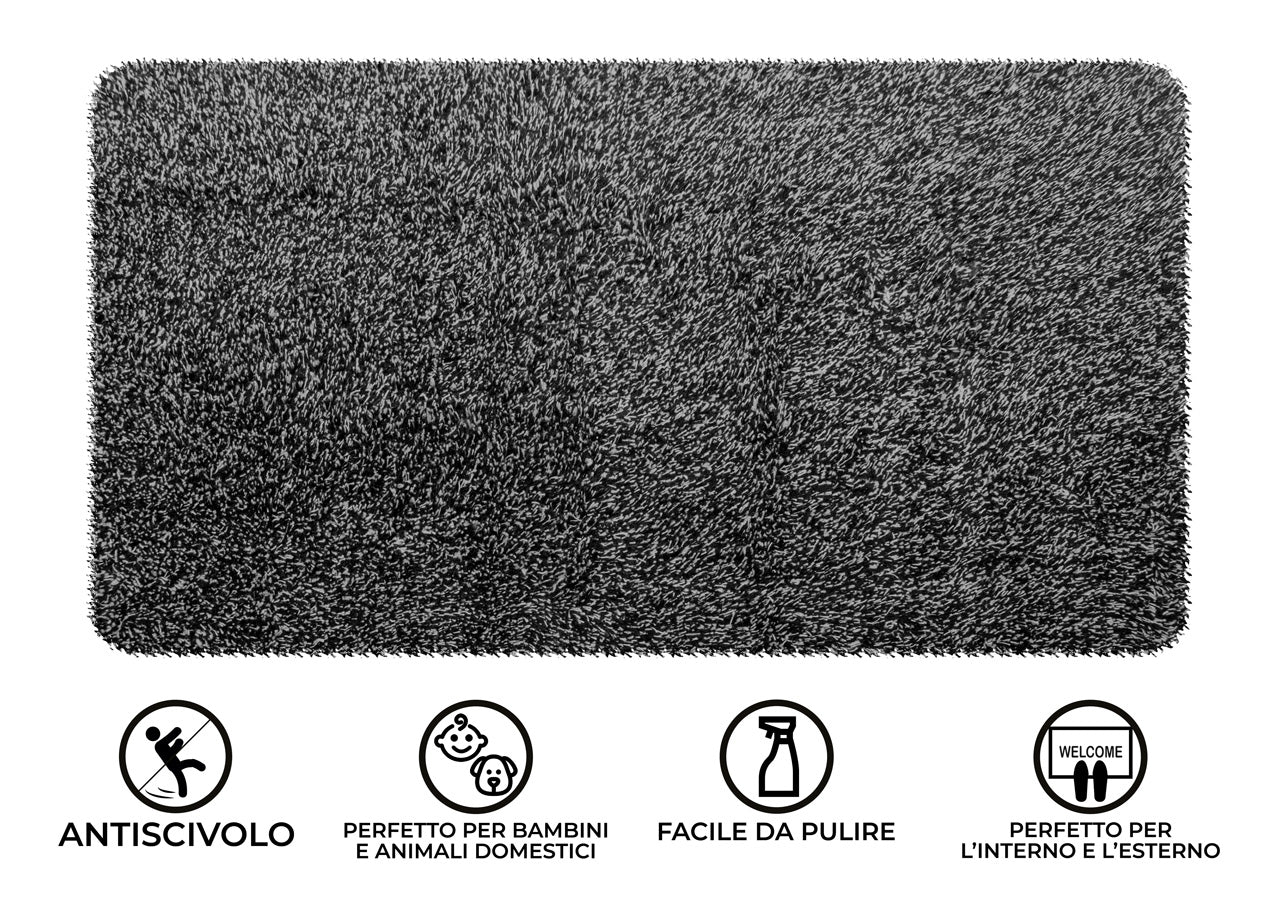 Zerbino Antiscivolo Entrata Ingresso Casa Esterno Asciugapassi Magic Clean - 45x70 - Nero