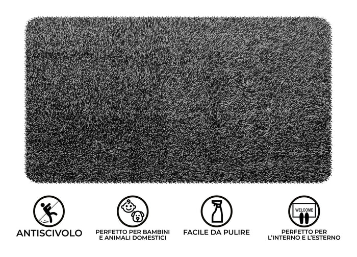 Zerbino Antiscivolo Entrata Ingresso Casa Esterno Asciugapassi Magic Clean - 45x70 - Nero