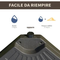Basamento per Ombrellone Decentrato da Giardino con Base a Croce, Set 4 Mattonelle in HDPE da 66x45x10cm