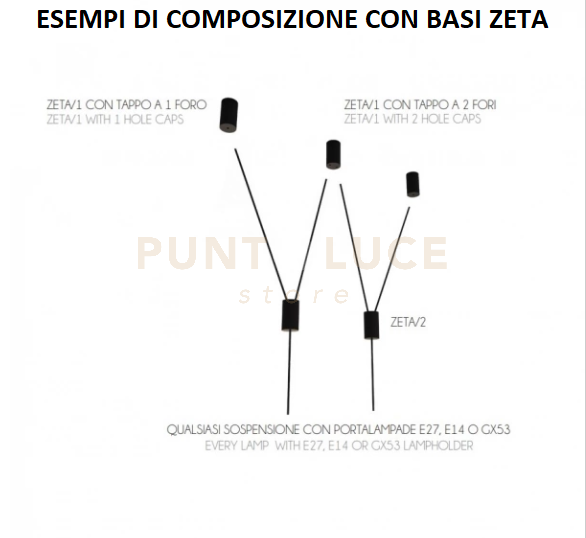 ZETA-2 N Base in sospensione nera per basi Zeta