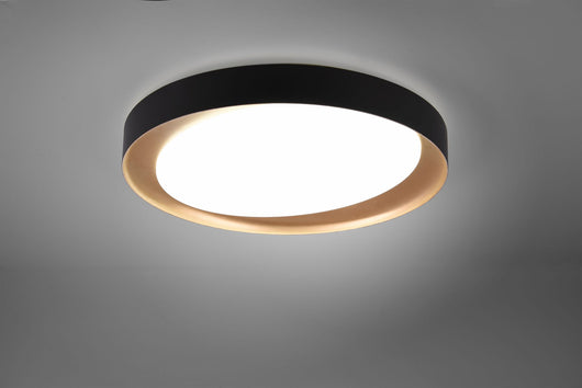 ZETA PLAFONIERA LED 24W 2500lm, 2700 - 6500K DIFFUSORE BIANCO CON BORDO NERO E ORO E TELECOMANDO MULTIFUNZIONE D.48,5CM DIMMERABILE