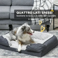 Lettino per Cani Taglia Media Imbottito con Cuscino Rimovibile Lavabile, 90x69x21cm, Grigio Carbone