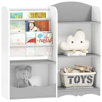 Scaffale Portagiochi per Bambini con Ripiani in Legno, 85x26x84cm, Grigio