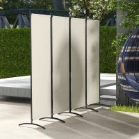 Paravento da Esterno e Interno a 4 Pannelli Pieghevole, 221x50x172cm, Crema