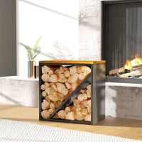 Portalegna 2-in-1 da interno rialzato con divisore metallo, 58 x 36 x 60 cm Nero