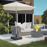 Base per Ombrellone da Giardino 3.5 m con Maniglie, in HDPE e Acciaio, 49x49x36.5 cm, Nero