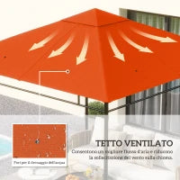 Tetto Di Ricambio 3x3m Arancione per Gazebo da Giardino in Poliestere con Fori di Ventilazione