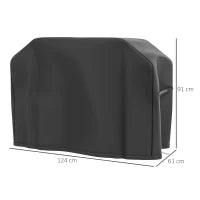 Copertura Barbecue Rettangolare in Tessuto Oxford con Cinghia e Chiusure, 124x61x91 cm, Nero