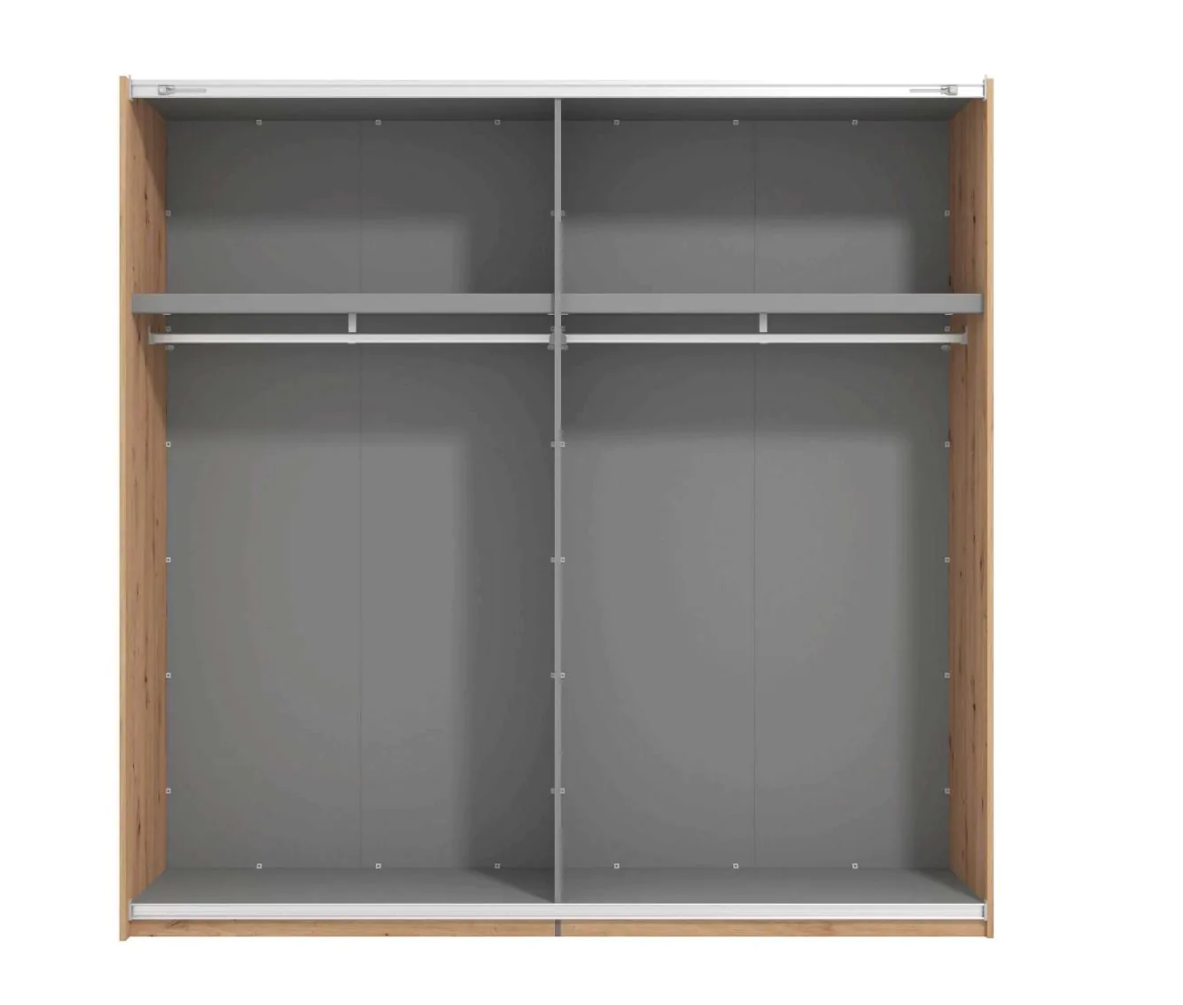 Armadio due ante scorrevoli con specchio e inserti verticali, finitura Rovere oak e Grigio, ZFM00321011 