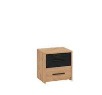 Comodino industry 2 cassetti, finitura Rovere e Nero, ZFM03611011