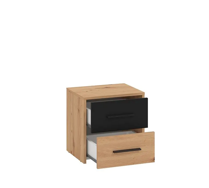 Comodino industry 2 cassetti, finitura Rovere e Nero, ZFM03611011
