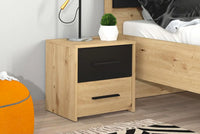 Comodino industry 2 cassetti, finitura Rovere e Nero, ZFM03611011
