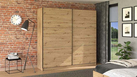 Armadio scorrevole L.220, stile industy, finitura Rovere, ZFM11511011