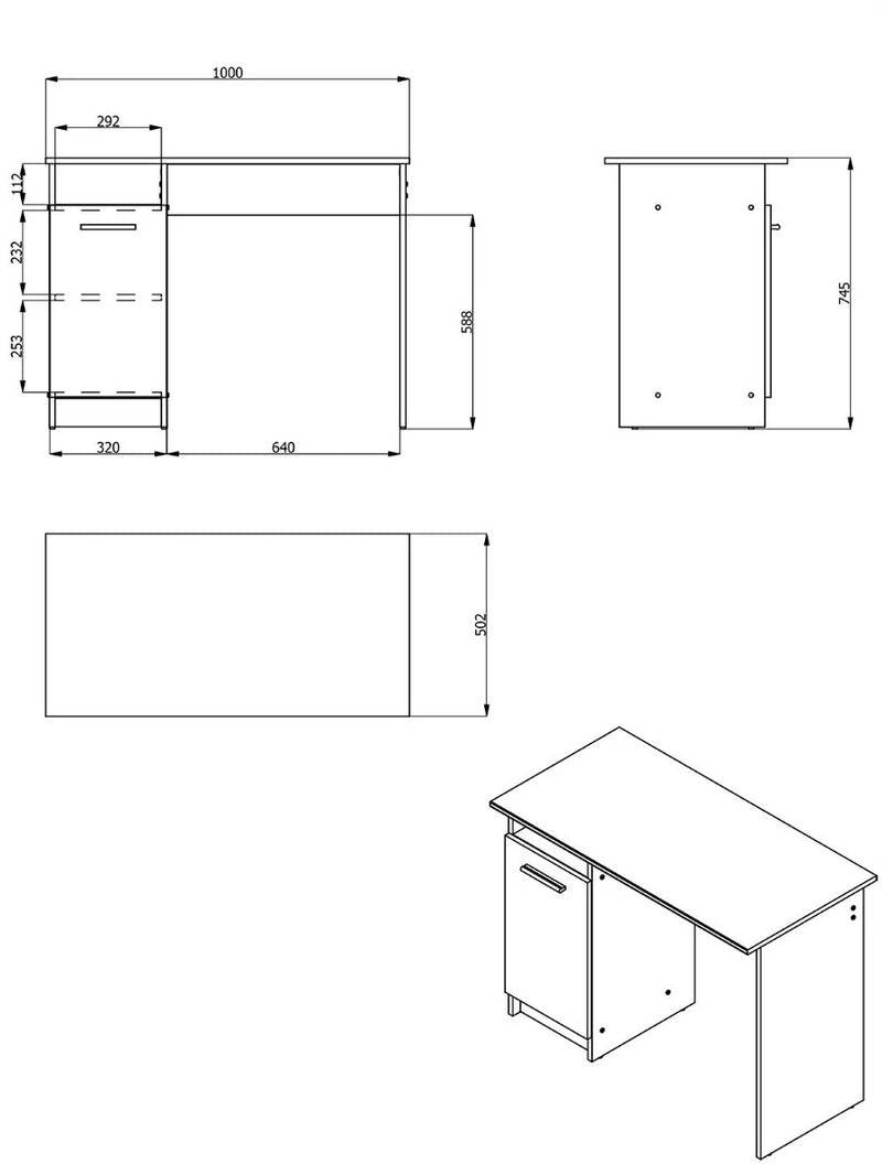 Scrivania con un'anta, finitura Rovere, ZFM15680011