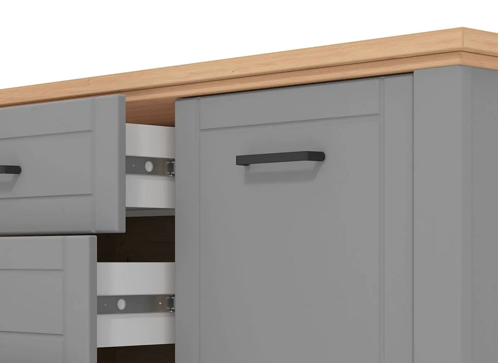 Madia contemporanea con cassetti, finitura Rovere e Grafite, ZFM19311011